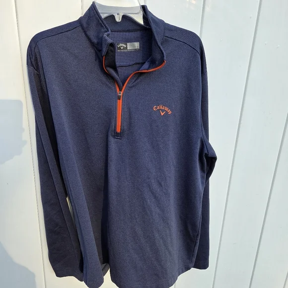 Callaway Golf Navy Quarter-Zip Pullover Men's Size  L - Picture 6 of 10